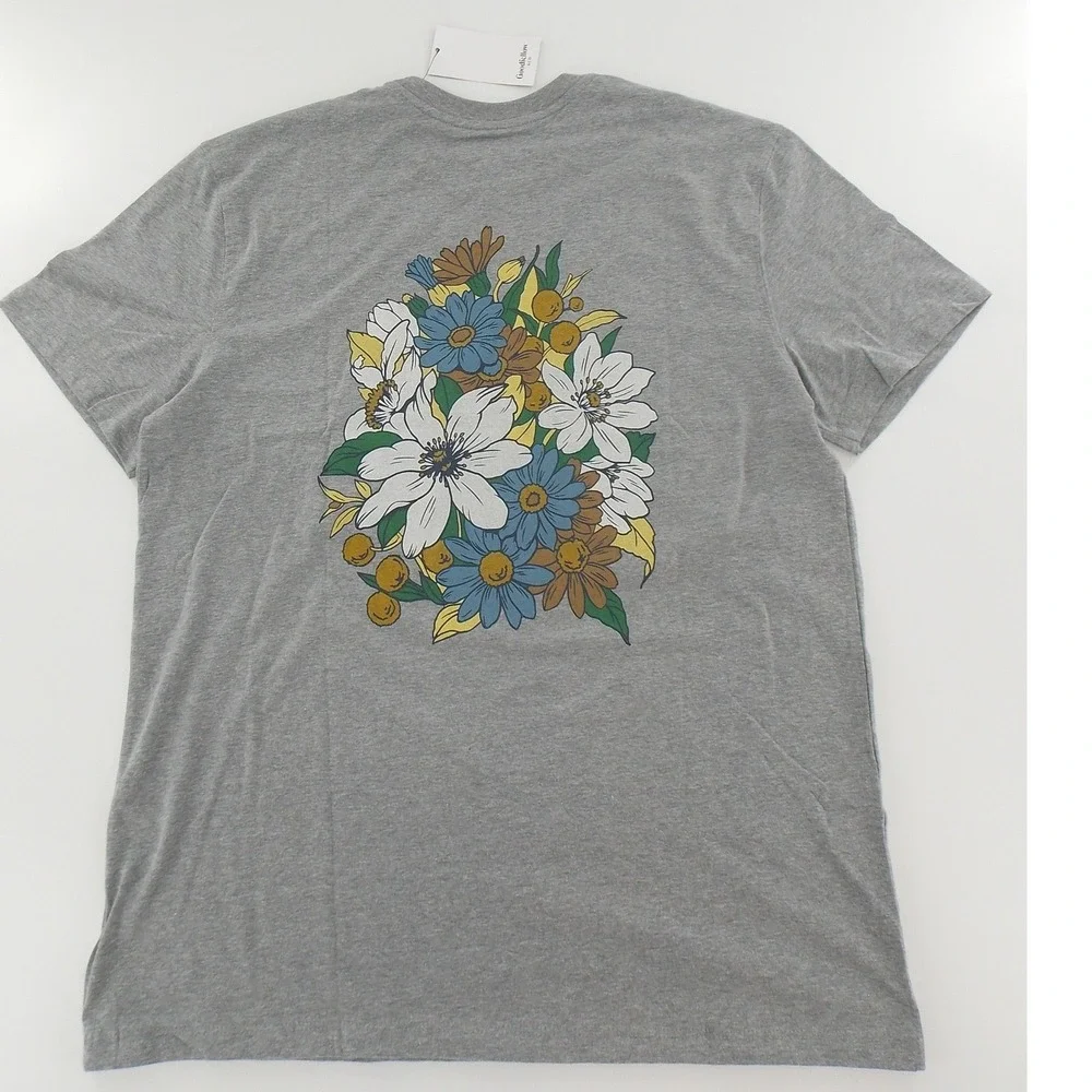 Goodfellow & Co Floral Graphic T Shirt Men Large Gray